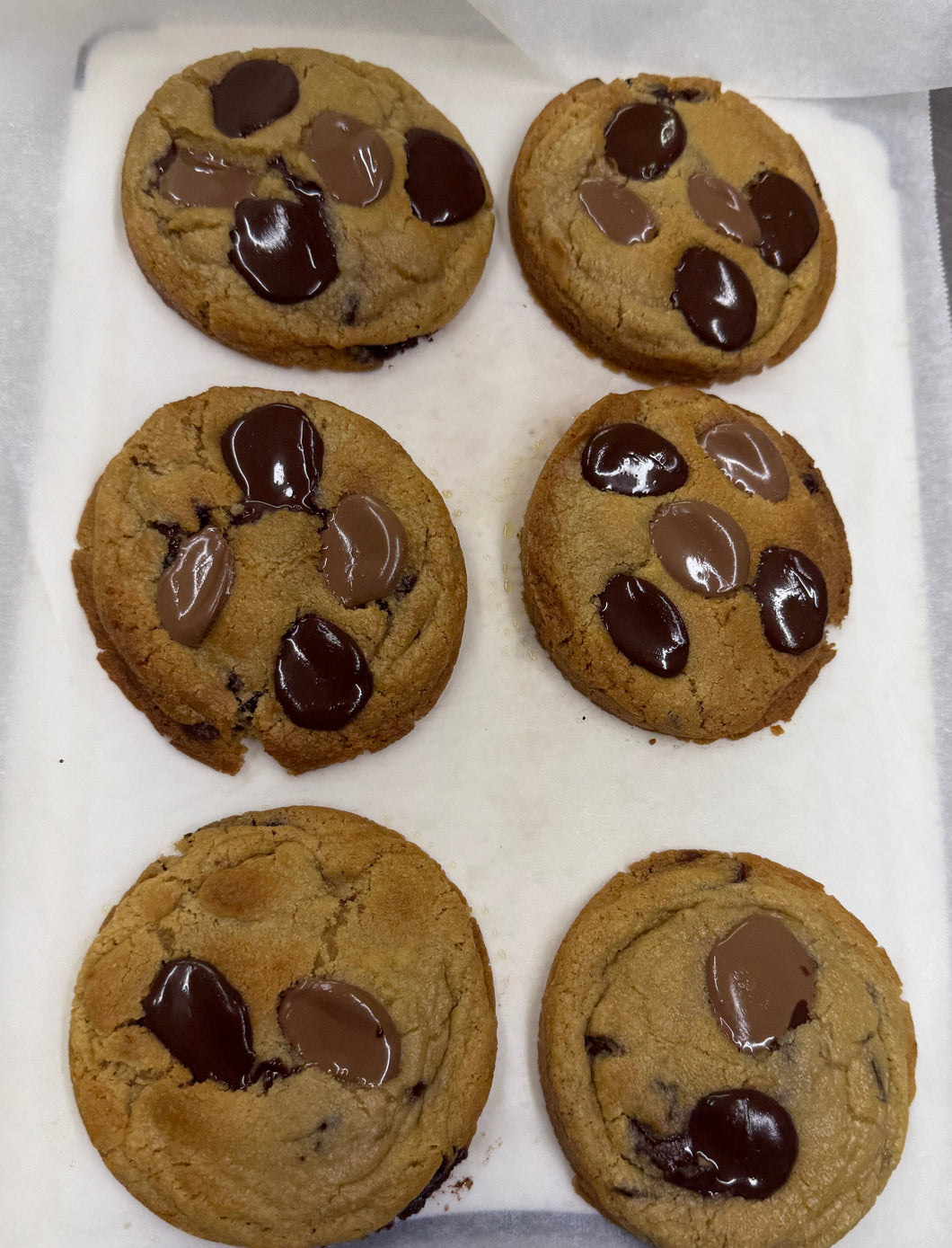 6 Baked Double Chocolate Chip Cookies