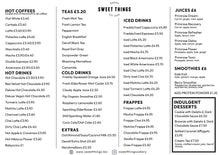 Food & Drinks Menus